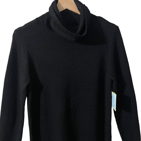 CeCe Sweater Dress Size Small Black Turtleneck Long Sleeve Ribbed Rich Black - Picture 4 of 8